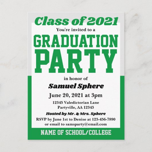 Uitnodiging tot Afstuderen van Green Silver School (Voorkant)