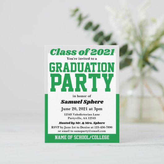 Uitnodiging tot Afstuderen van Green Silver School (Staand voorkant)