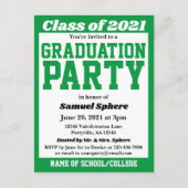 Uitnodiging tot Afstuderen van Groene Witte School (Voorkant)