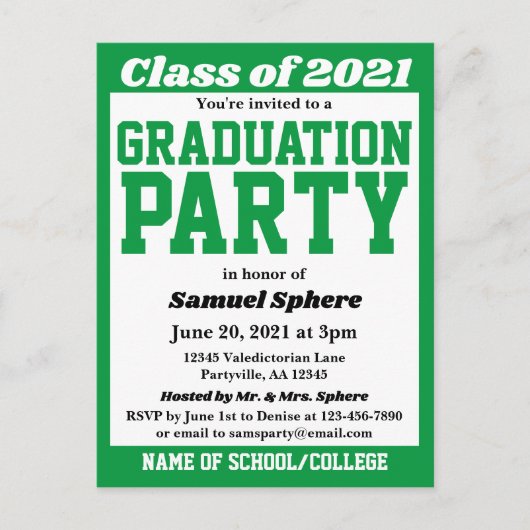 Uitnodiging tot Afstuderen van Groene Witte School (Voorkant)