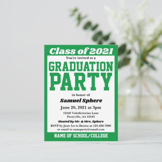 Uitnodiging tot Afstuderen van Groene Witte School (Staand voorkant)