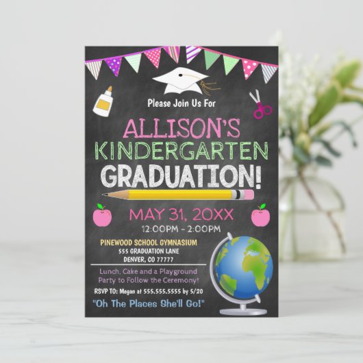 Uitnodiging tot Afstuderen van kinderen (Staand voorkant)