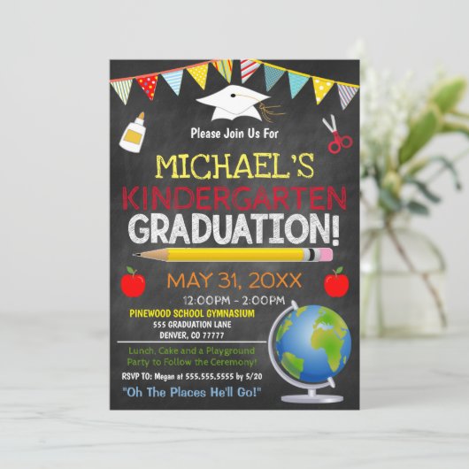 Uitnodiging tot Afstuderen van kinderen (Staand voorkant)