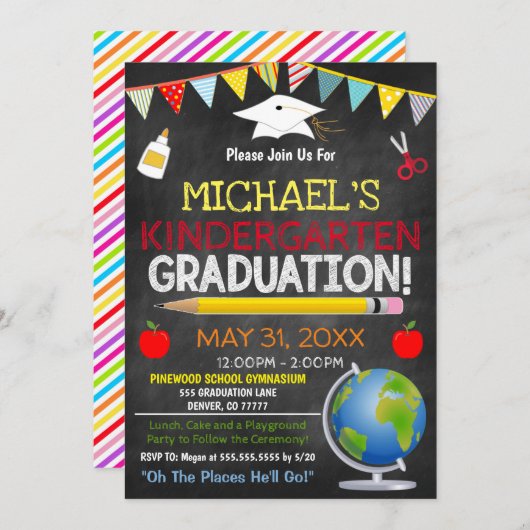 Uitnodiging tot Afstuderen van kinderen (Voorkant / Achterkant)