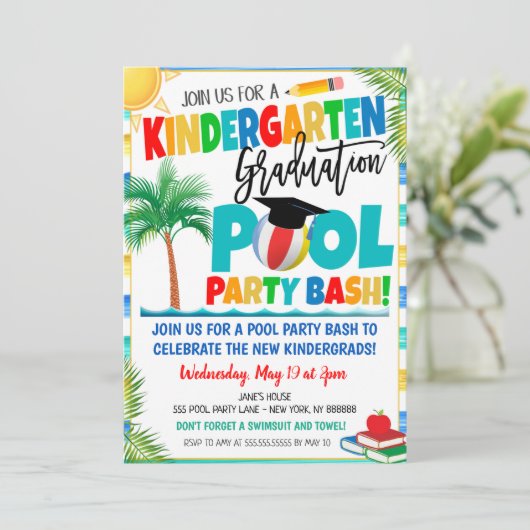 Uitnodiging tot Afstuderen van Kindergarten (Staand voorkant)