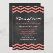 Uitnodiging tot Afstuderen van koraal en karton (Voorkant / Achterkant)