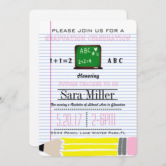 Uitnodiging tot Afstuderen van leerkrachten in Cha (Voorkant / Achterkant)