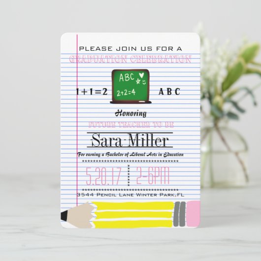 Uitnodiging tot Afstuderen van leerkrachten in Cha (Staand voorkant)