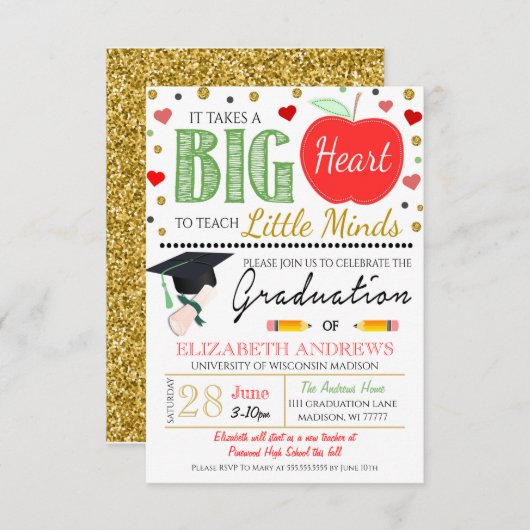 Uitnodiging tot Afstuderen van leraar (Voorkant / Achterkant)