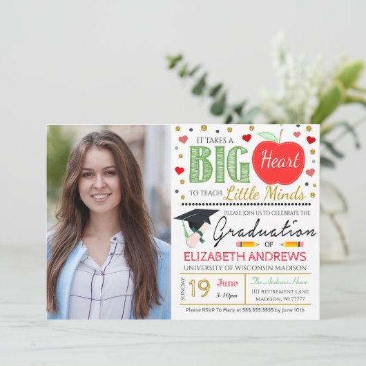 Uitnodiging tot Afstuderen van leraar (Staand voorkant)