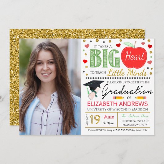 Uitnodiging tot Afstuderen van leraar (Voorkant / Achterkant)