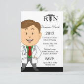 Uitnodiging tot Afstuderen van mannelijke verpleeg (Staand voorkant)
