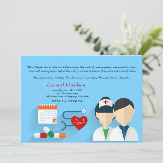 Uitnodiging tot Afstuderen van medisch personeel (Staand voorkant)