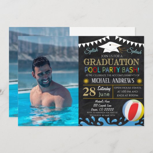 Uitnodiging tot Afstuderen van poolpartij (Voorkant / Achterkant)