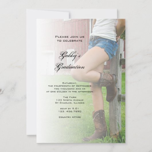 Uitnodiging tot Afstuderen van Rustic Barn Party (Voorkant)