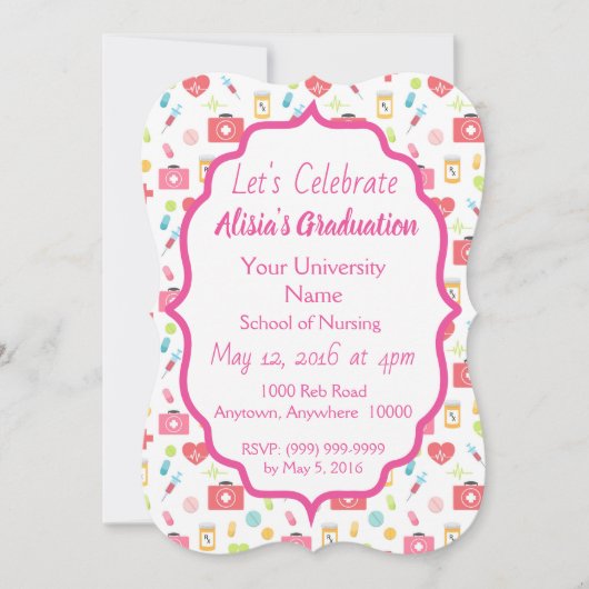 Uitnodiging tot Afstuderen van verpleegschool (Voorkant)