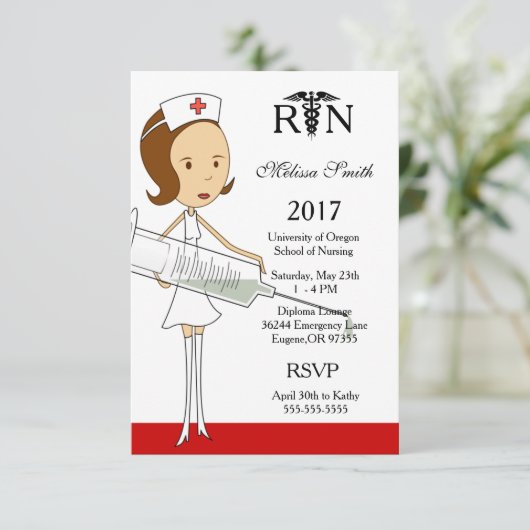 Uitnodiging tot Afstuderen van verpleegschool (Staand voorkant)