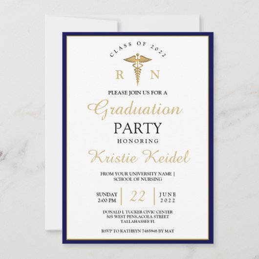 Uitnodiging tot Afstuderen van verpleegschool (Voorkant)