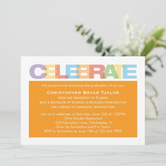 Uitnodiging tot Afstuderen vieren (Staand voorkant)