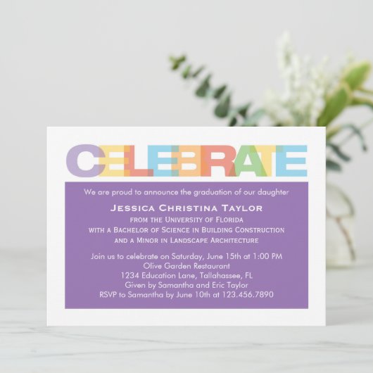 Uitnodiging tot Afstuderen vieren (Staand voorkant)