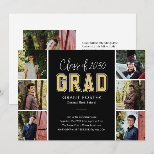 Uitnodiging tot Afstuderen voor bewerkbare kleuren (Voorkant / Achterkant)