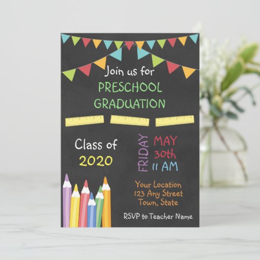 Uitnodiging tot Afstuderen voor de voorschoolse sc (Staand voorkant)