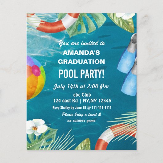 Uitnodiging tot Afstuderen voor de zomerpool (Voorkant)