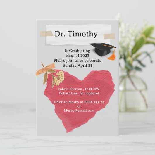 Uitnodiging tot afstuderen voor Editable Medical S (Staand voorkant)