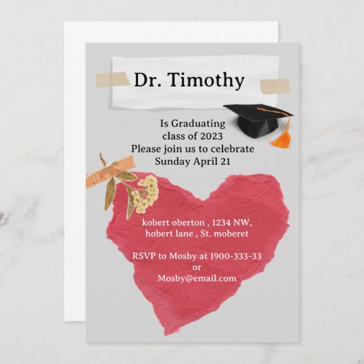 Uitnodiging tot afstuderen voor Editable Medical S (Voorkant / Achterkant)