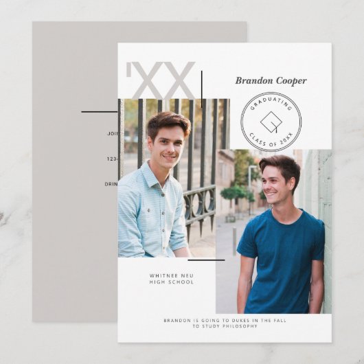 Uitnodiging tot Afstuderen voor hedendaagse Petten (Voorkant / Achterkant)