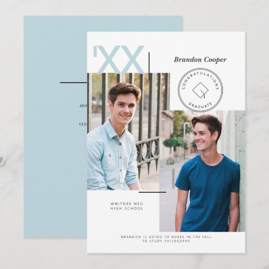 Uitnodiging tot Afstuderen voor hedendaagse Petten (Voorkant / Achterkant)