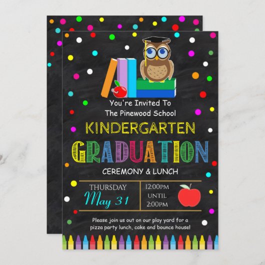 Uitnodiging tot Afstuderen voor jonge kinderen (Voorkant / Achterkant)