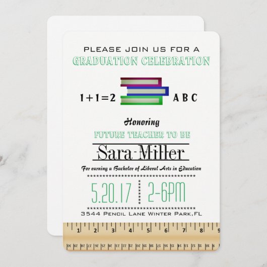 Uitnodiging tot Afstuderen voor leerkrachten (Voorkant / Achterkant)