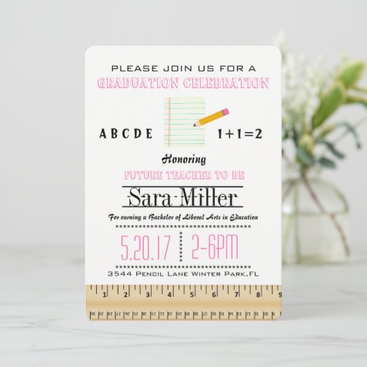 Uitnodiging tot Afstuderen voor leerkrachten Ruler (Staand voorkant)