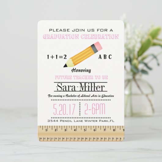 Uitnodiging tot Afstuderen voor leerkrachten Ruler (Staand voorkant)