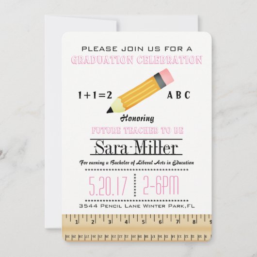 Uitnodiging tot Afstuderen voor leerkrachten Ruler (Voorkant)