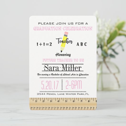 Uitnodiging tot Afstuderen voor leerkrachten Ruler (Staand voorkant)