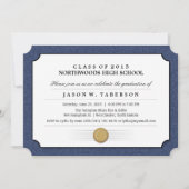 Uitnodiging tot Afstuderen voor marineblauw-grensd (Voorkant)