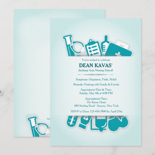 Uitnodiging tot Afstuderen voor medische benodigdh (Voorkant / Achterkant)