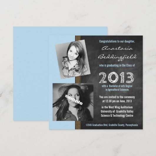 Uitnodiging tot Afstuderen voor studenten van het  (Voorkant / Achterkant)