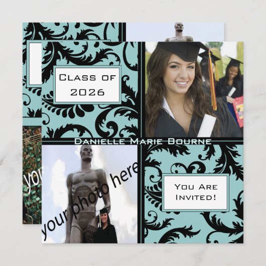 Uitnodiging tot afstuderen - Wijziging in elk jaar (Voorkant / Achterkant)