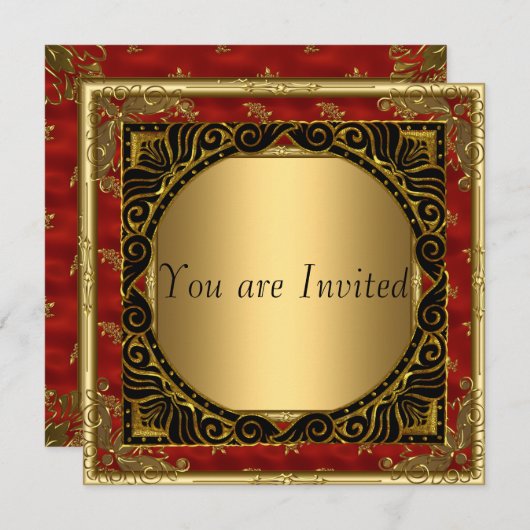 Uitnodiging tot alle Gold Black Red-retro-partijen (Voorkant / Achterkant)