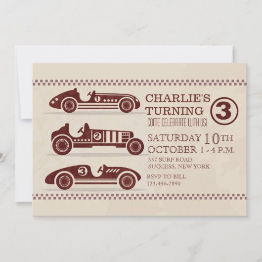 Uitnodiging tot Antiek racewagens (Voorkant)