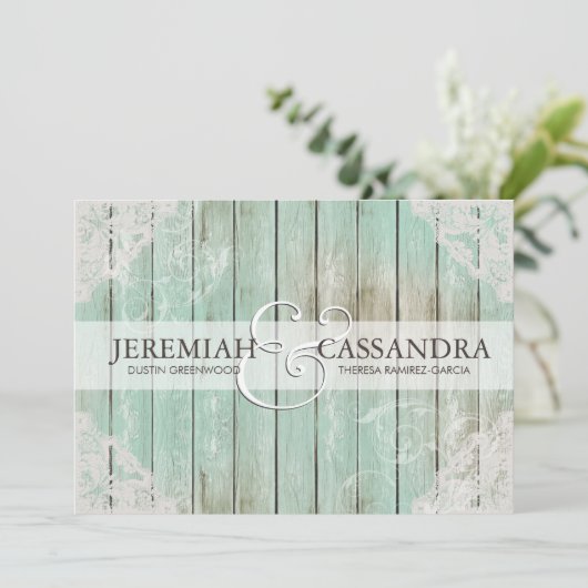 Uitnodiging tot Antiek-witlace-bruiloft (Staand voorkant)