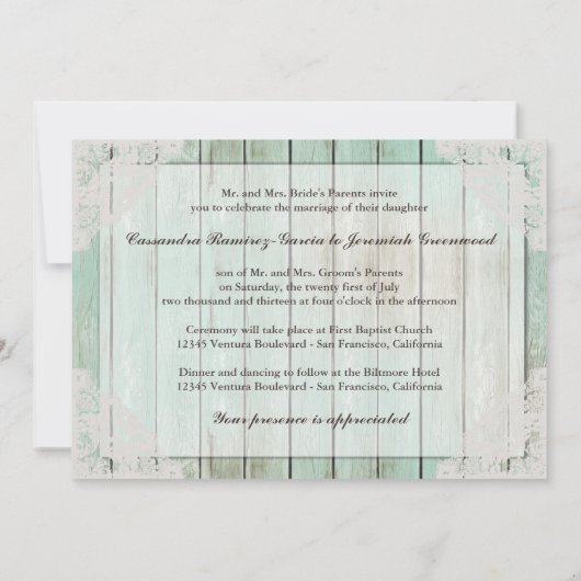 Uitnodiging tot Antiek-witlace-bruiloft (Achterkant)