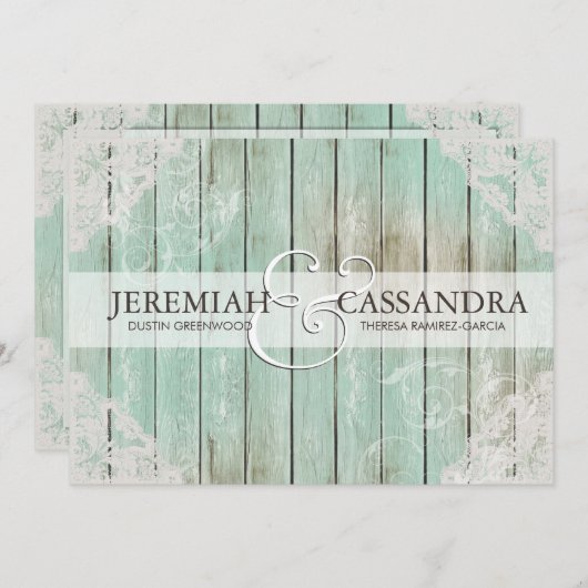 Uitnodiging tot Antiek-witlace-bruiloft (Voorkant / Achterkant)