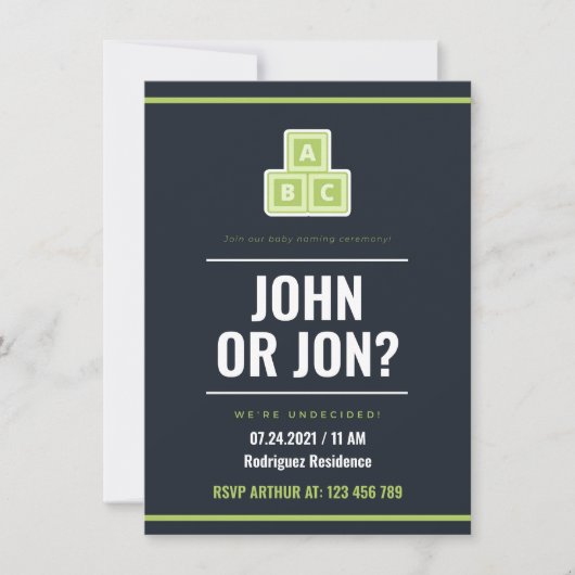 uitnodiging tot baby (Voorkant)