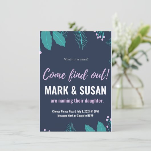 uitnodiging tot baby (Staand voorkant)