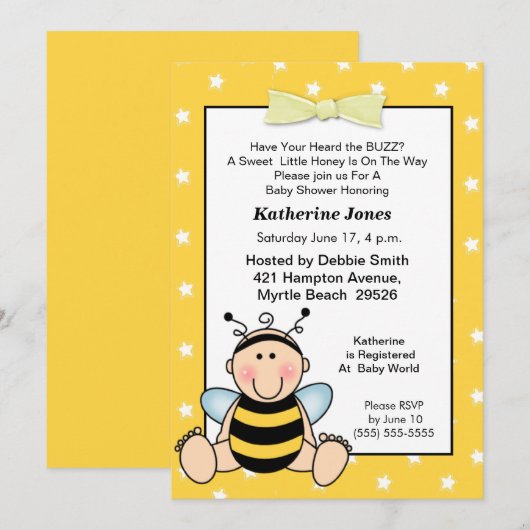 Uitnodiging tot baby Baby shower (Voorkant / Achterkant)