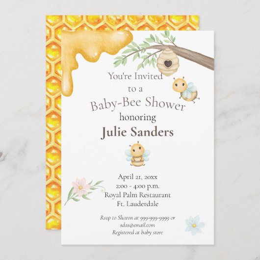 Uitnodiging tot baby Baby shower (Voorkant / Achterkant)